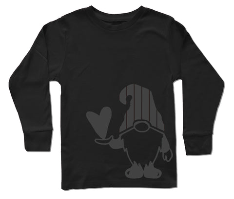 Gnome Valentine  LS Shirt, Black (Infant, Toddler, Youth)