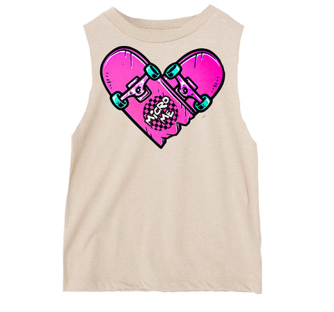Neon Sk8 Heart Tank, Natural  (Infant, Toddler, Youth, Adult)