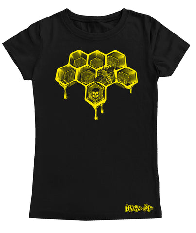 SB-Honeycomb Drip GIRLS Fitted Tee, Black (Youth, Adult)
