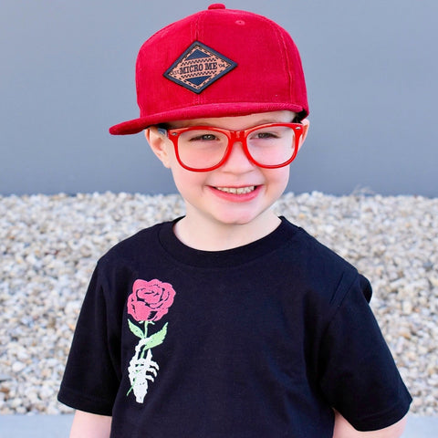 Corduroy Snapback, Deep Red, Leather Patch (Child, Adult)