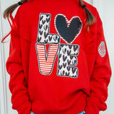 **LOVE Hearts Crew Sweatshirt, Red (Toddler, Youth, Adult)