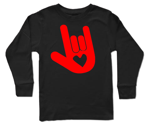 I love You Sign Language Long Sleeve Shirt, Black (Infant, Toddler, Youth, Adult)