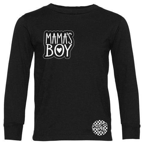 MAMA'S Boy Long Sleeve Shirt, Black (Infant, Toddler, Youth, Adult)