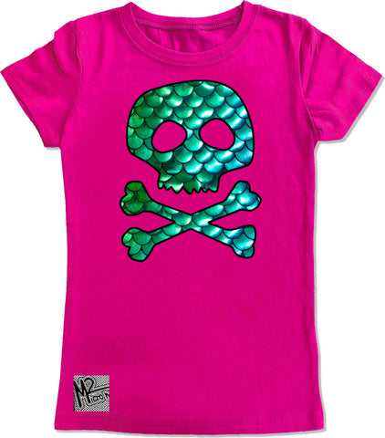 M-Scale Skull GIRLS Fitted Tee, Hot Pink (Toddler, Youth, Adult)