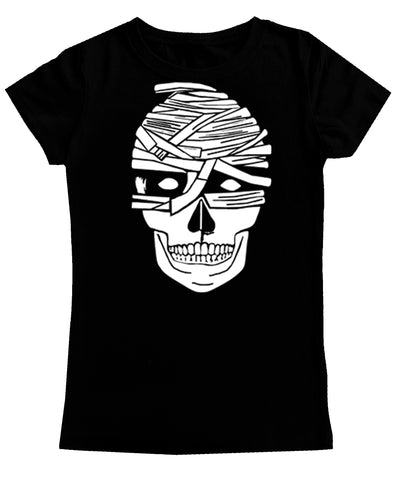 Mummy Skull GIRLS Fitted Tee, Black (Youth, Adult)