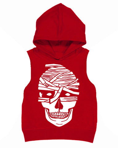 Mummy Skull Fleece Tank, Red (Toddler, Youth, Adult)