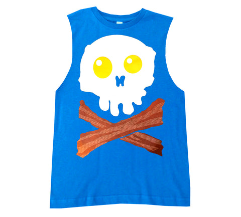 Bacon Skull Muscle Tank , Neon Blue  (Infant, Toddler, Youth, Adult)