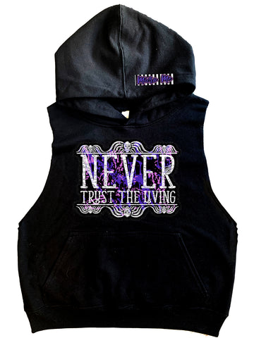 Never Trust The Living Fleece Muscle Tank, Black (Toddler, Youth, Adult)