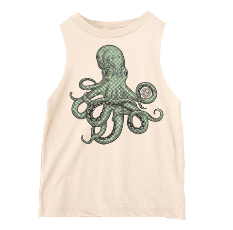 Check Octopus Muscle Tank, Natural  (Toddler, Youth, Adult)