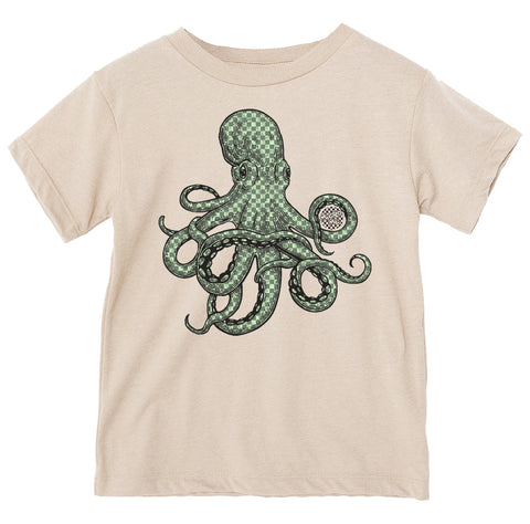 Check Octopus Tee, Natural (Toddler, Youth, Adult)