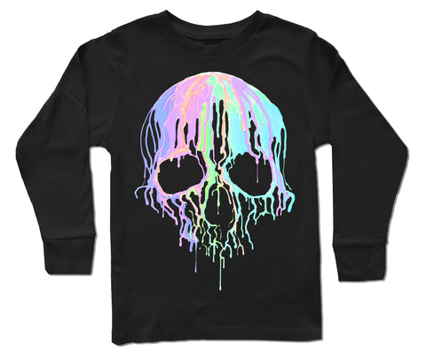 Pastel Drip Skull LS Shirt, Black (Infant, Toddler, Youth)