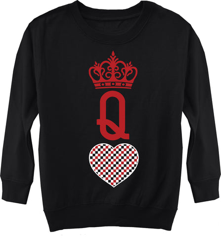 A-Valentine COLLAB-Queen Of Hearts Fleece Sweater, Black (Toddler, Youth)