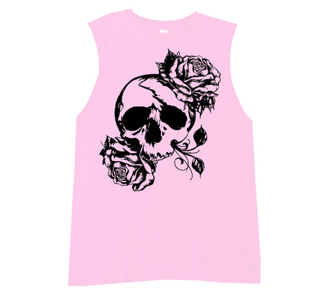 ZS-Rose Skull Muscle Tank, Lt. Pink (Infant, Toddler, Youth)