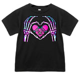 Skelly Heart Hands Tee, Black (Infant, Toddler, Youth, Adult)