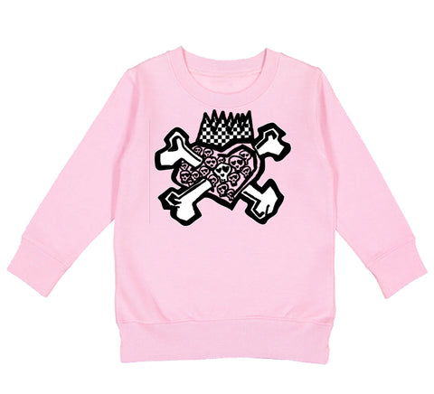 Skull Heart Crew Sweatshirt, Lt.Pink (Toddler, Youth, Adult)