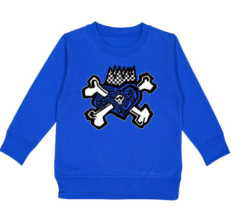 Skull Heart Crew Sweatshirt, Royal (Toddler, Youth, Adult)