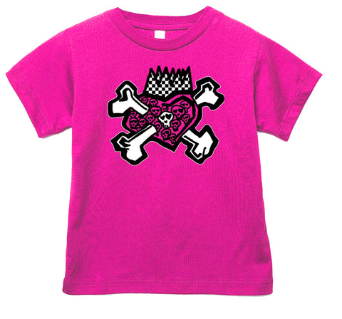 Skull Heart Tee, Hot PInk (Infant, Toddler, Youth, Adult)
