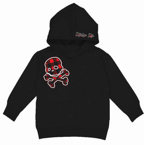 Red plaid Skull Hoodie, Black (Toddler, Youth, Adult)