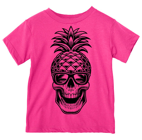 Pineapple Skull  Tee, Hot Pink  (Infant, Toddler, Youth, Adult)