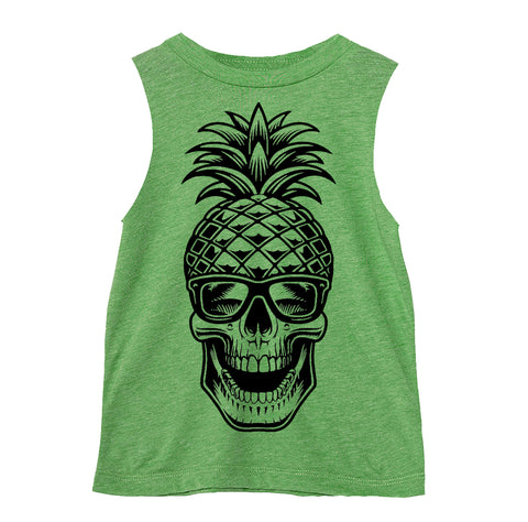 Pineapple Skull Muscle Tank, TB Green (Toddler, Youth, Adult)