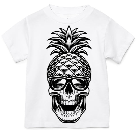 Pineapple Skull Tee, White (Infant, Toddler, Youth, Adult)