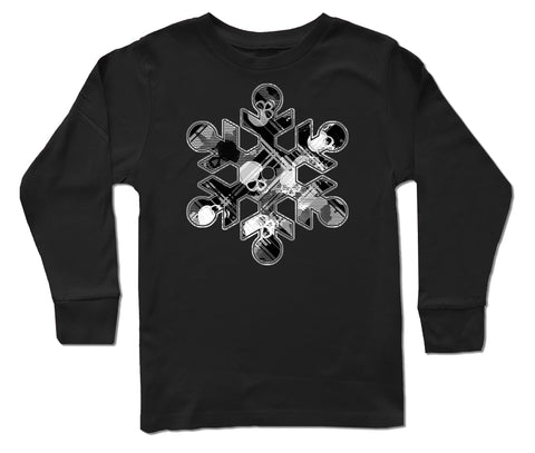 Skull Snowflake LS, Black (Infant, Toddler, Youth, Adult)