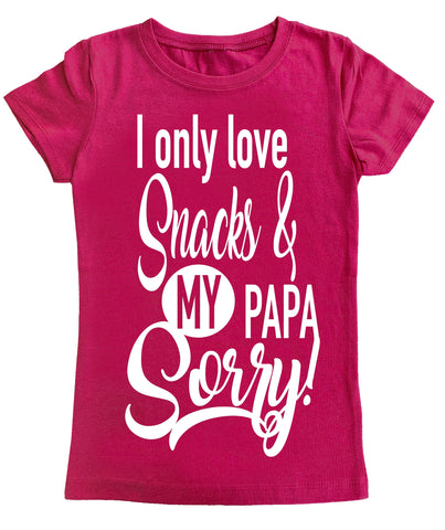 Only love snacks & Papa Fitted Tee, Hot Pink (Youth)
