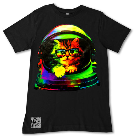 NS-Neon Space Kitty Tee, Black (Infant, Toddler, Youth, Adult)