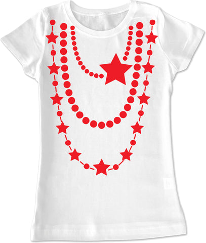 Star Necklace GIRLS Fitted Tee, White (Youth, Adult)