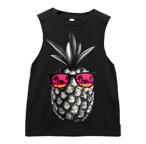 Pineapple Sunglasses Muscle Tank, Black (Infant, Toddler, Youth, Adult)