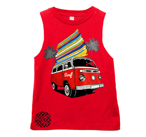Surf Bus Muscle Tank, Red  (Infant, Toddler, Youth, Adult)