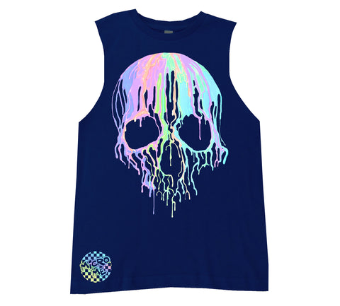 Pastel Skull Muscle, Navy  (Infant, Toddler, Youth, Adult)