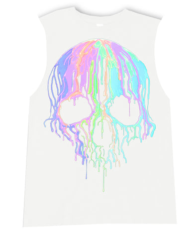 Pastel Skull Muscle, White  (Infant, Toddler, Youth, Adult)