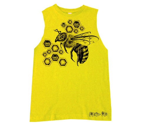 SB-Dotted Bee Muscle Tank, Yellow (Infant, Toddler, Youth)