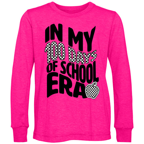 100 Days of School ERA LS Shirt, Hot Pink (Toddler, Youth, Adult)