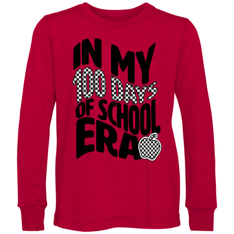 100 Days of School ERA LS Shirt, Red (Toddler, Youth, Adult)