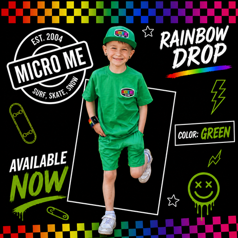 Rainbow Patch Tee, GREEN (Baby, Kids, Adult) – Micro Me Shop