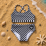 Checker/Stripe PYPER Bikini, BLACK (Toddler-Youth)