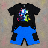 Neon Skull Tee, Black  (Baby, Kids, Adult)