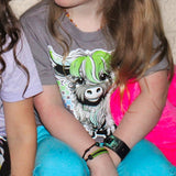 Easter Highland Cow (green version) Tees (Infant to Adult)