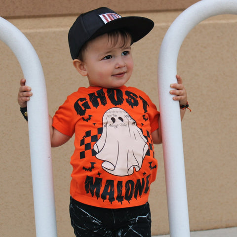 Ghost Malone Tee, Orange (Infant, Toddler, Youth, Adult)