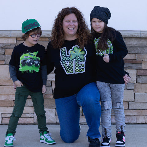 STP Love Clover Checks LS Shirt, Black