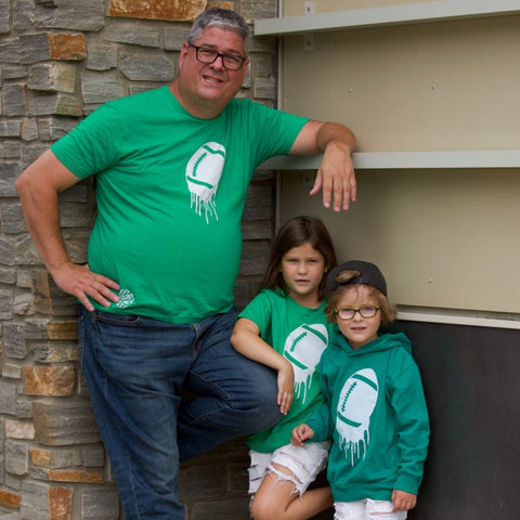 Football Drip Tee,  Green (Infant, Toddler, Youth, Adult)