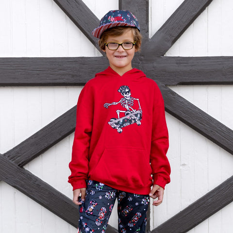 Skelly Skater Hoodie,  Red (Toddler, Youth, Adult)
