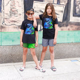 Neon Blue Viper Tee, Black  (Baby, Kids, Adult)