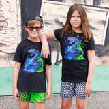 Neon Blue Viper Tee, Black  (Baby, Kids, Adult)