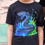 Neon Blue Viper Tee, Black  (Baby, Kids, Adult)