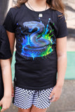 Neon Blue Viper Tee, Black  (Baby, Kids, Adult)