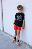 Neon Dirtbiker Tee, Black  (Baby, Kids, Adult)