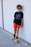 Neon Dirtbiker Tee, Black  (Baby, Kids, Adult)